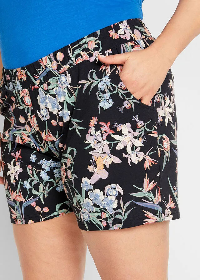 PANTALóN CORTO DE ALGODóN CON CINTURILLA CóMODA (2 UNIDADES) NEGRONEGRO ESTAMPADO
